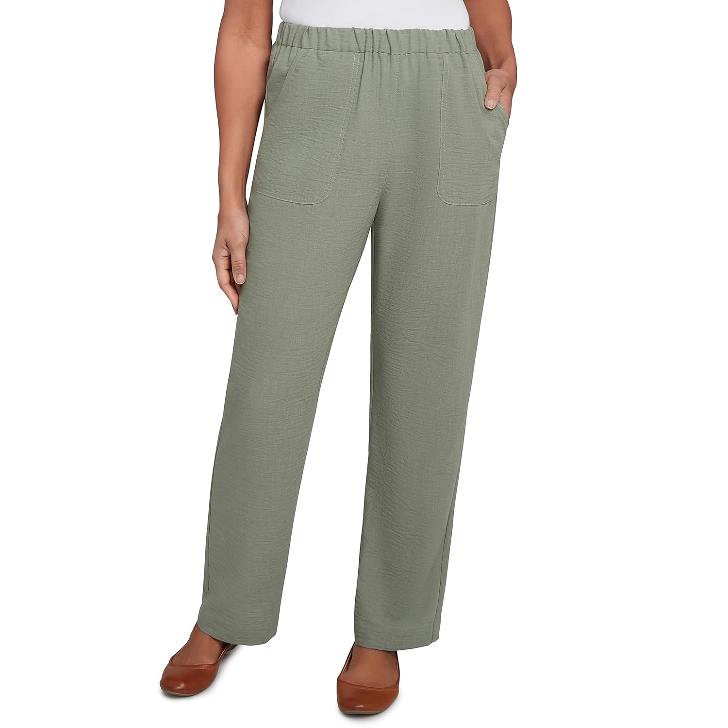 Alfred Dunner Patch Pocket Medium Length Elastic Waistband Pant