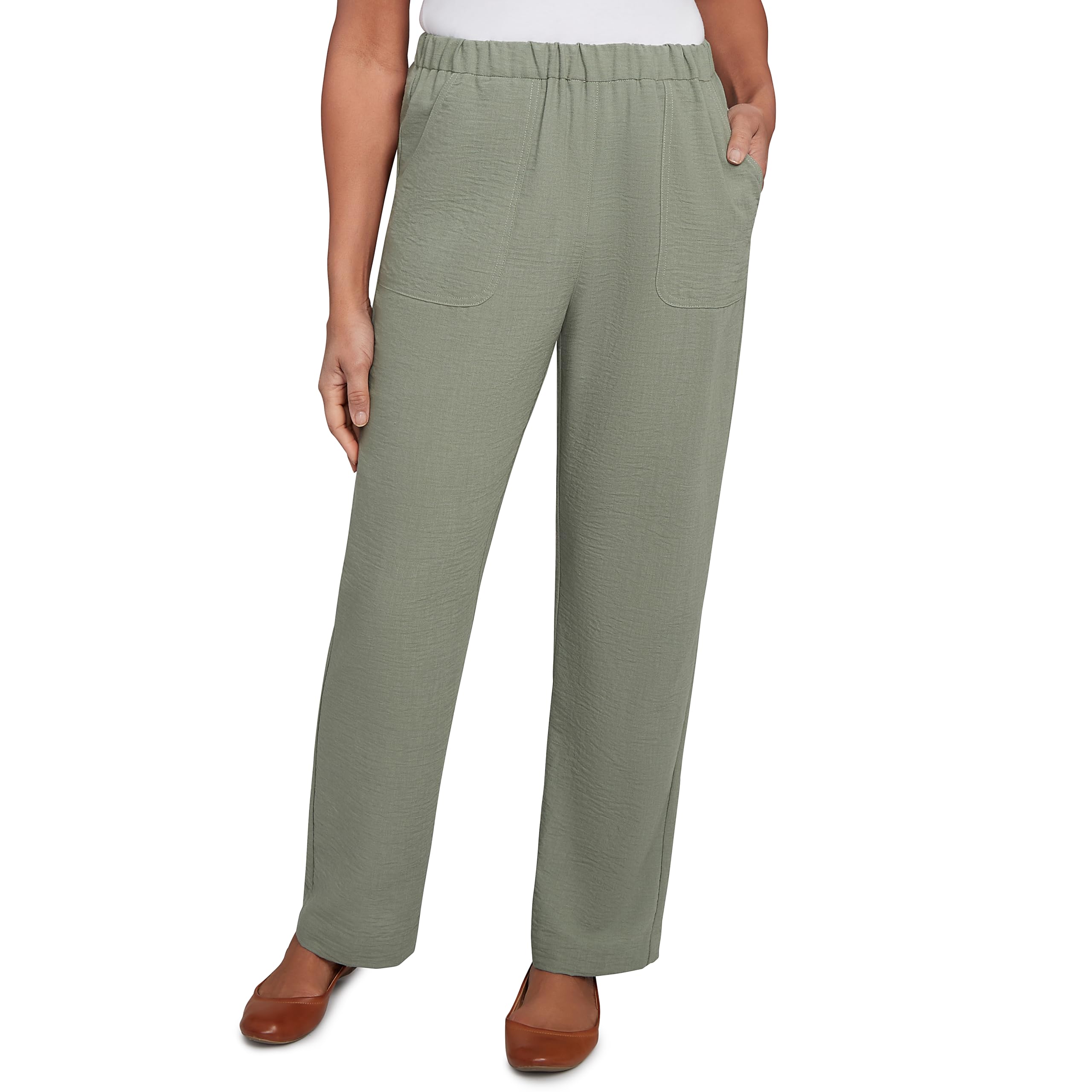 Alfred Dunner Patch Pocket Short Length Elastic Waistband Pant