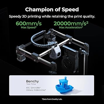 Creality K1C 3D Printer, 600mm/s Fast Speed Auto Leveling 3D Printers with AI Camera for 300C Printing, Switchable Silent Mode Reliable Carbon Fiber 3D Printing 220 * 220 * 250mm