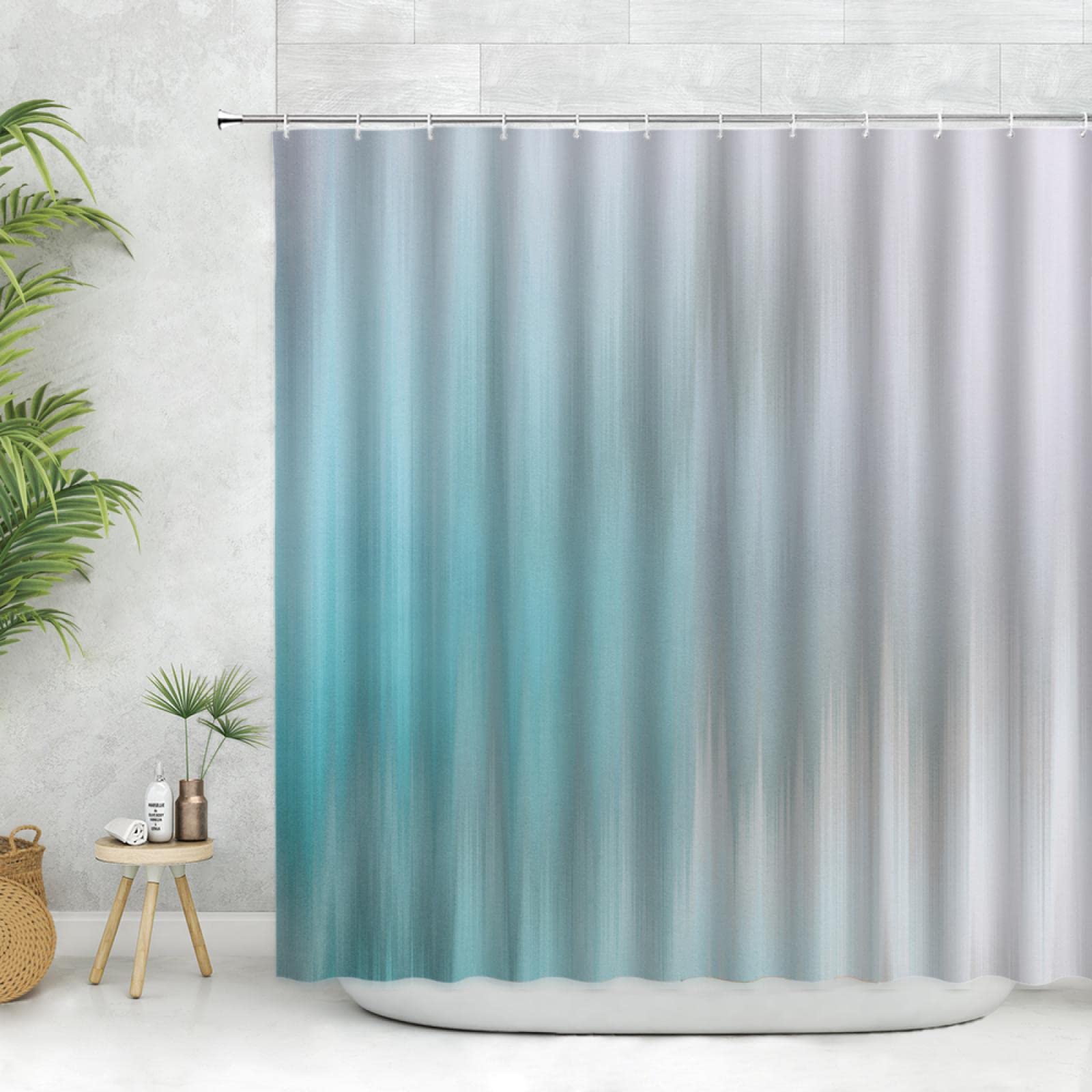 JIAMELUCK Rideau De Douche Dégradé Noir Et Blanc – Rideau Salle De Bain Imperméable 180x240cm, Tissu Polyester Avec Crochets