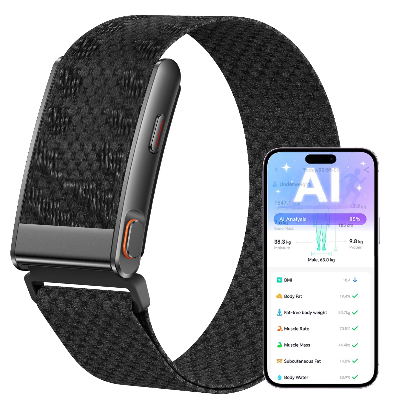findtime Fitness Tracker senza display, braccialetto fitness | Braccialetto fitness con valutazione sanitaria assistita da AI, monitoraggio del sonno, contapassi, activity tracker con