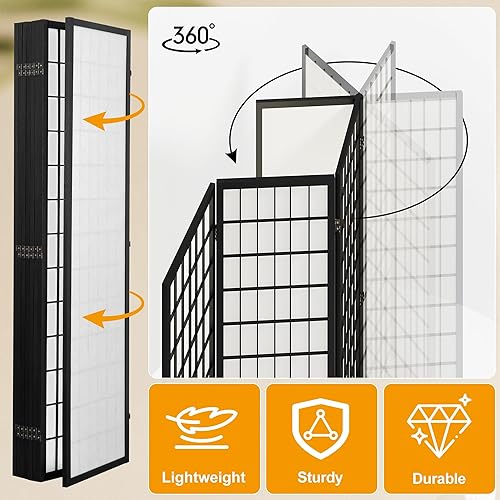 Miniatura 5 de Salfanre Shoji - Divisor de habitación de 4 paneles, pantallas de privacidad plegables japonesas para separar habitaciones, divisor de habitación
