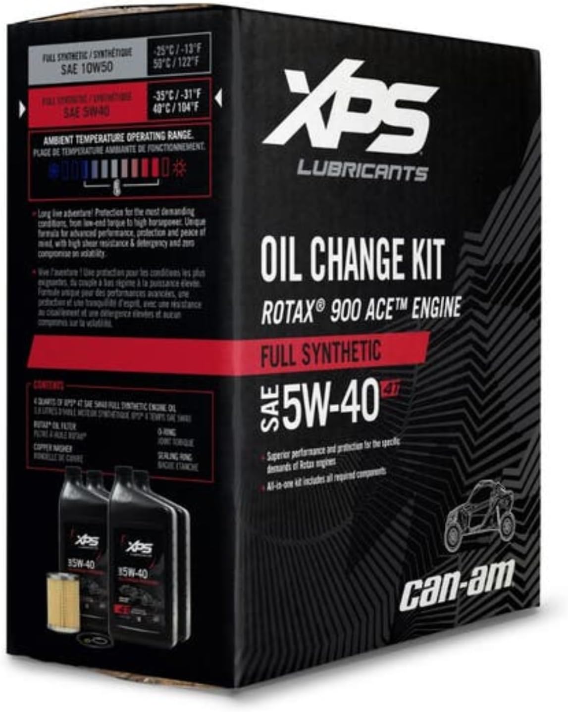 Can-Am New OEM 4T 5W-40 Full Synthetic Oil Change Kit, 9779260, 9779489