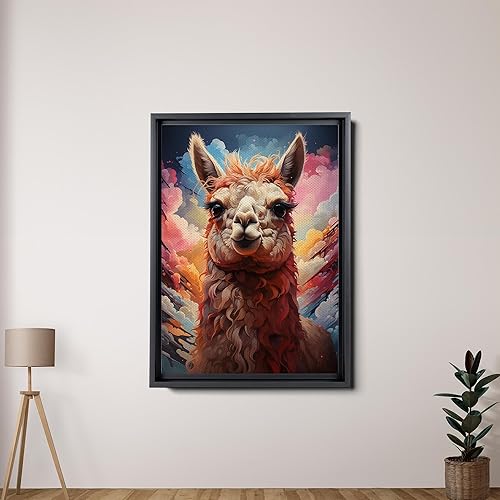 Miniatura 2 de Alpaca Canvas Wall Art for Bathroom Living Room Wall Decoration with Frame Animal Portrait Window Wall Painting Autumn Landscape Wall Picture