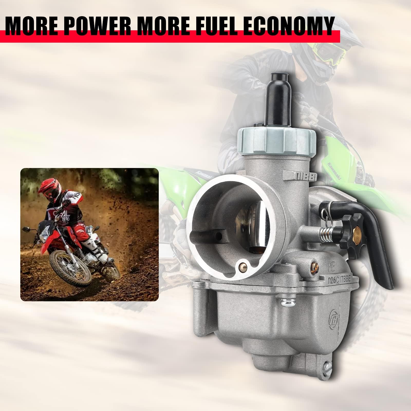 NIBBI Carburatore PE19mm per Flangia Motorcycle Engine Carburator con getti di Carb per Dirt Bike