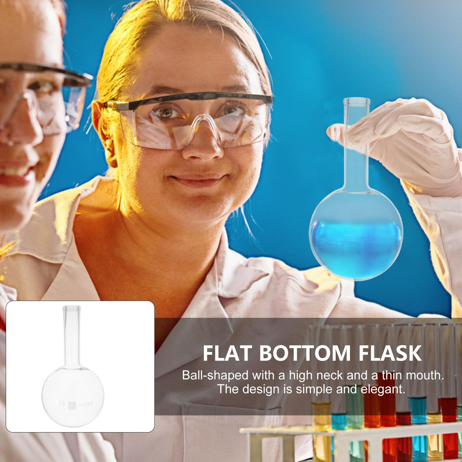 Pallone Stretto Materiale Laboratorio Sintetico Capacità in da senza 1000ml Bava Resistenza Alta Temperatura Collo Design Semplice ed Elegante per Chimica
