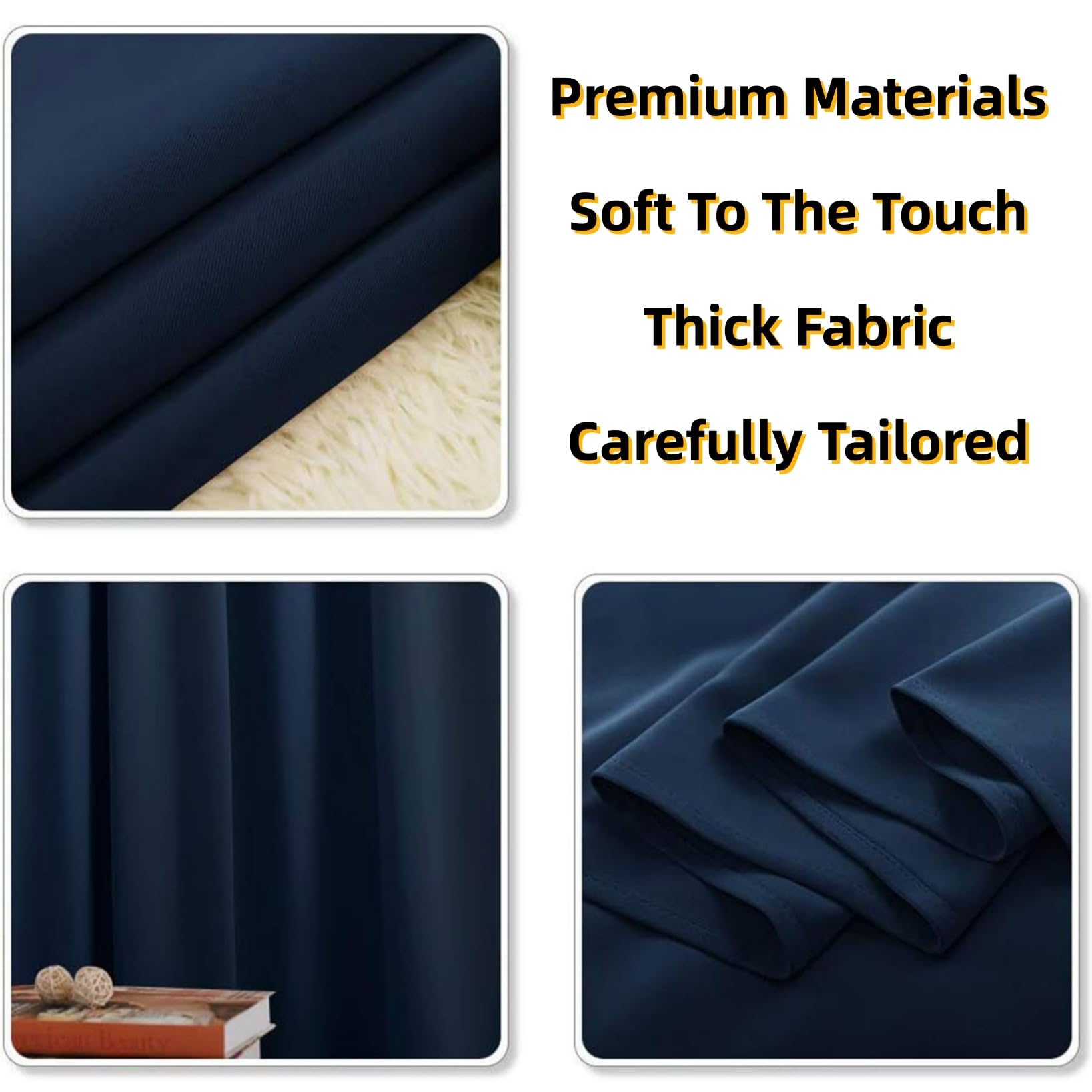 Tende Oscuranti 200 x 235 cm Termiche Moderne Eleganti Tenda Coprenti Tinta Unita con Anelli per Camera da Letto e Soggiorno, Blu Scuro