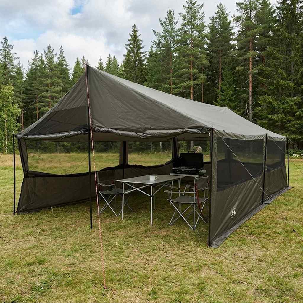 Zielony namiot rodzinny 450 x 400 x 265 cm poliester i stal