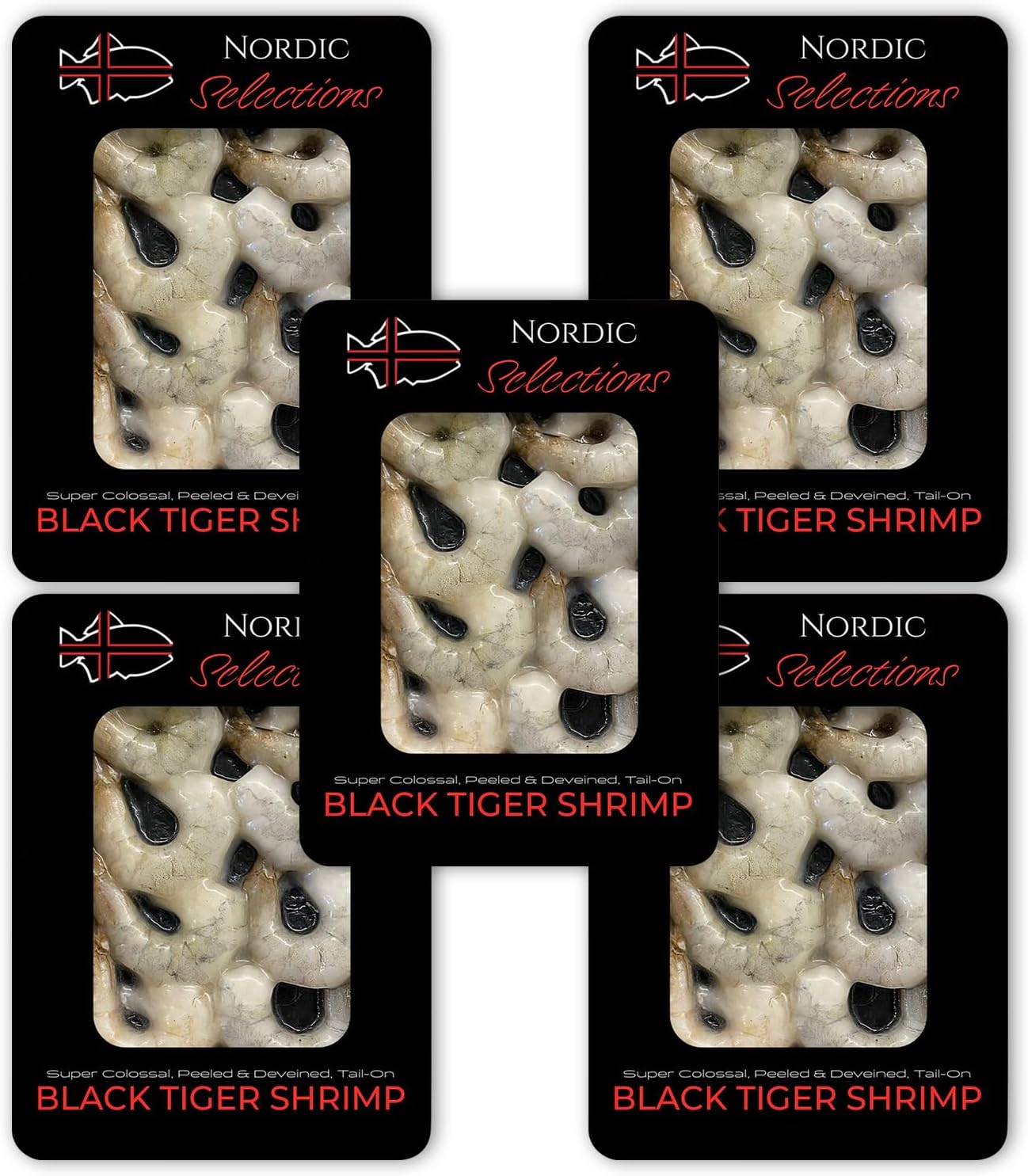 Nordic CatchSuper Colossal Black Tiger Shrimp, Peeled and Deveined, Tail On, Shrimp Fresh from the Indo-Pacific Waters - Meaty, Firm Texture & Flavorful Taste (16oz portion)