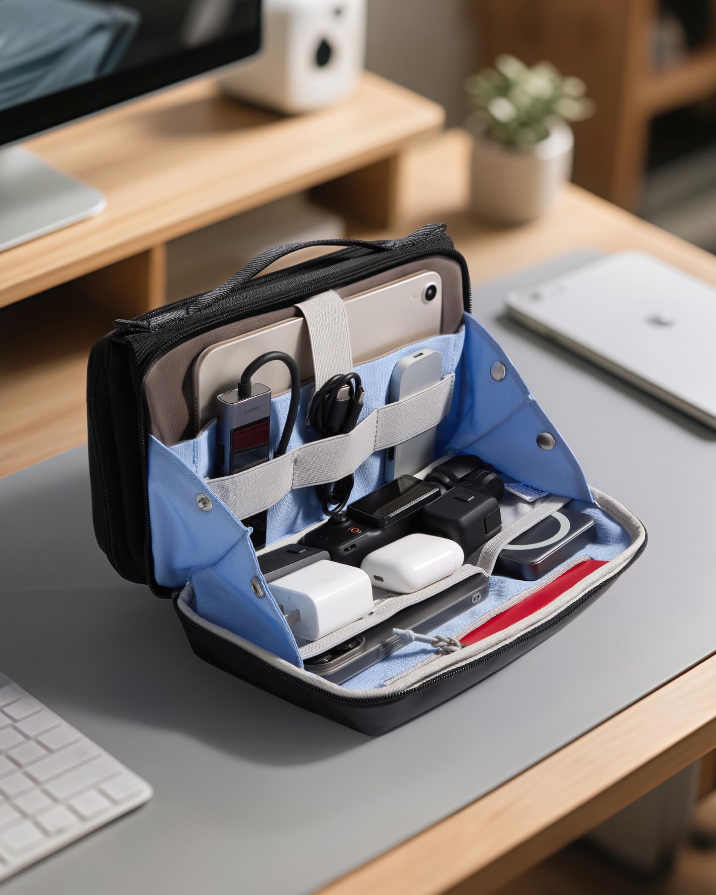Inateck Organizzatore Elettronico Multifunzionale, Borsa Accessori per Cavi, Caricatori, Cuffie, Ideale per Viaggi, Pendolarismo e altro,Nero