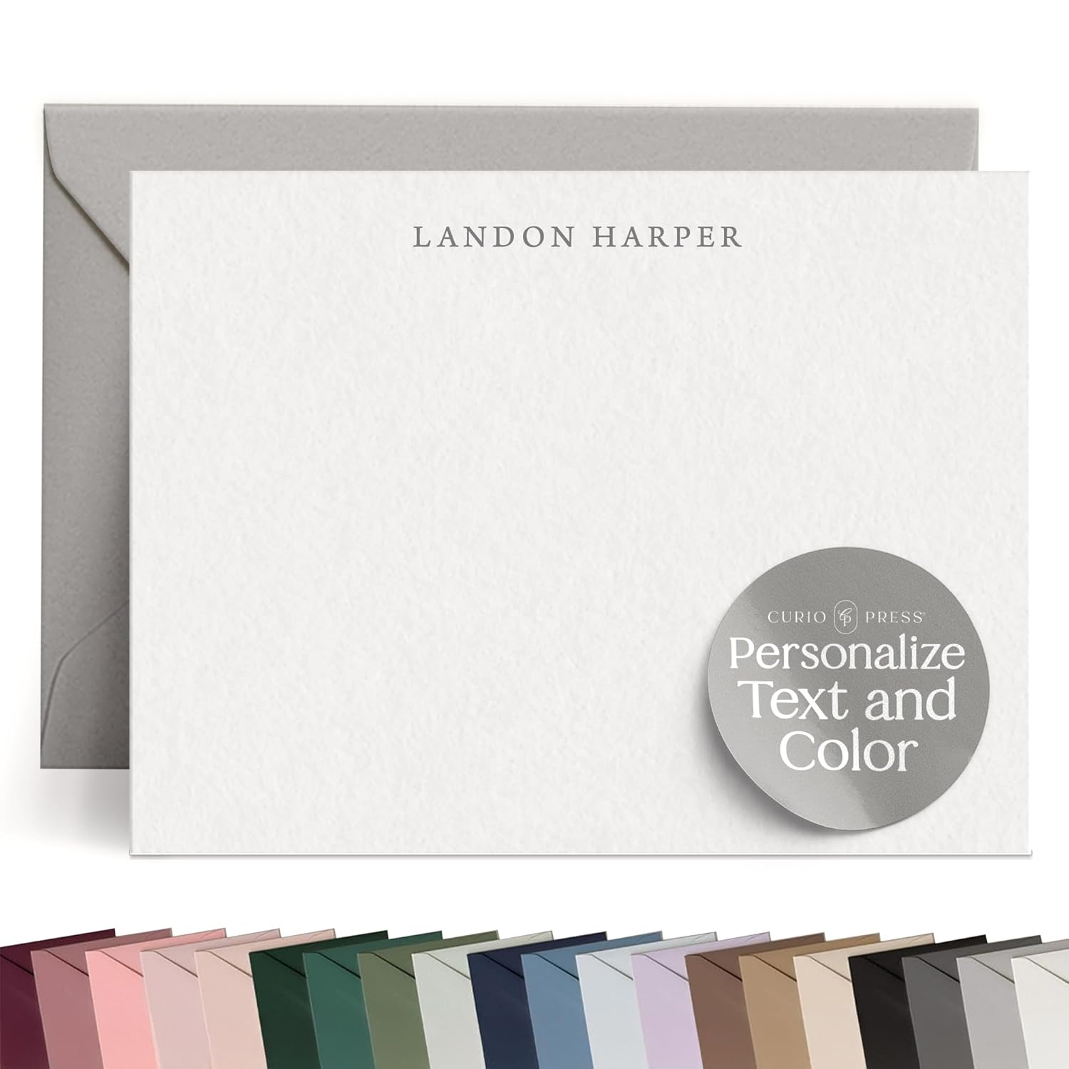 Personalized Stationery Note Cards with Envelopes, Custom Note Cards, Personalized Thank You Cards with Envelopes, Personalized Cards Handmade Note Cards & Greeting Cards - Simplicity Flat Thumbnail
