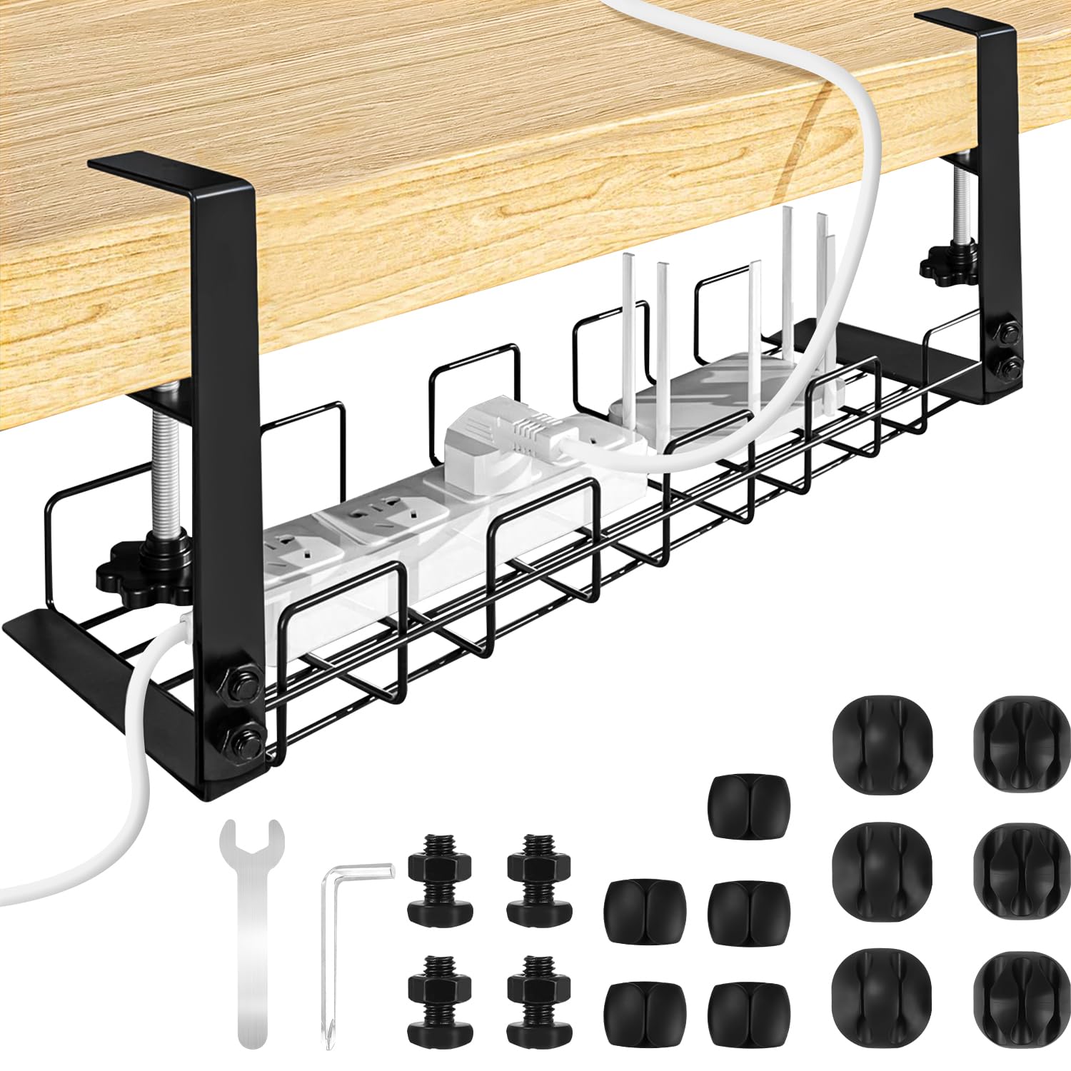 Bandeja de Gestión Cables Debajo Mesa Escritorio Gaming,Organizador de Cables,Accesorios para Almacenar y Esconder Cables, Regleta de Soporte para Ordenador,Oficina (1 Piezas)