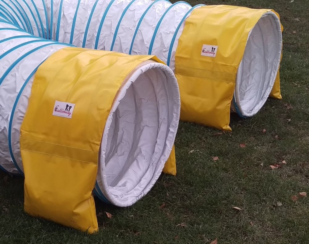 Callieway Confezione Doppia - Due Sacchi di Sabbia „Basic Adatto per Tunnel agilità Ø 60 Centimetri (Giallo)