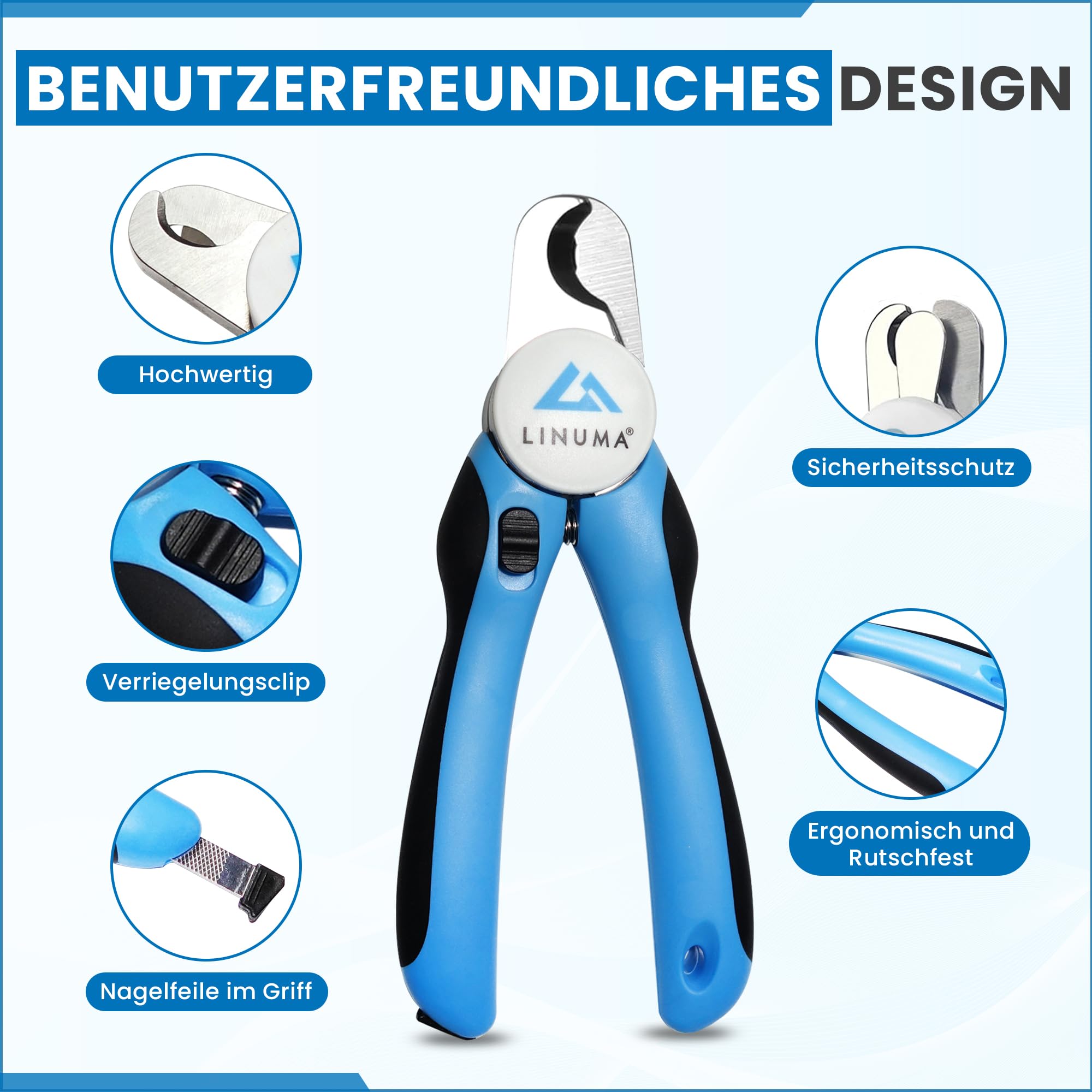 Coupe-Griffes pour Chiens, Chats et Petits Animaux Coupe-Ongles Professionnel en Acier Inoxydable avec butée de sécurité, Lime à Ongles intégrée et poignée antidérapante