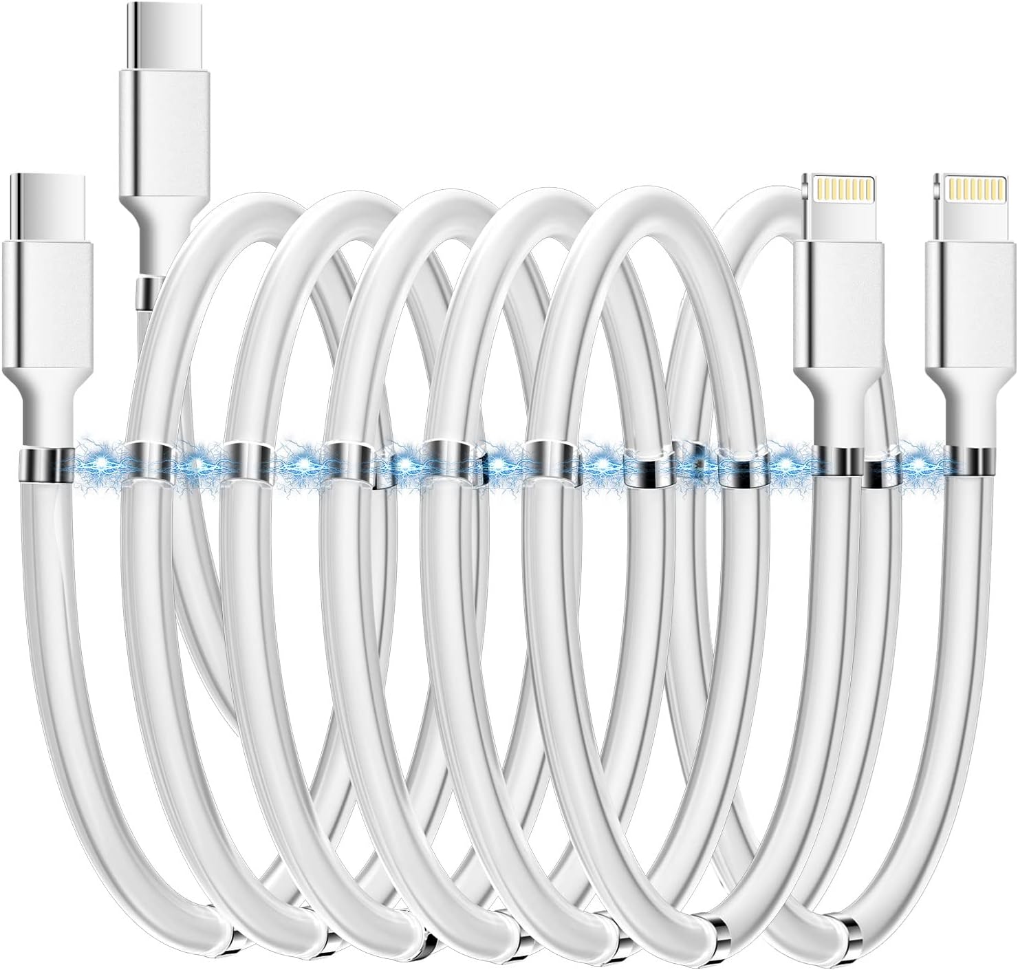 AICase Magnetic USB C to Lightning iPhone Cable Type C Super Organized Charging Magnetic Absorption Nano Data Cable Compatible iPhone 14/13/12/11/Mini/Pro/Max/X/XR/8/SE,iPad Air/Pro/Mini_3FT(2Pack)
