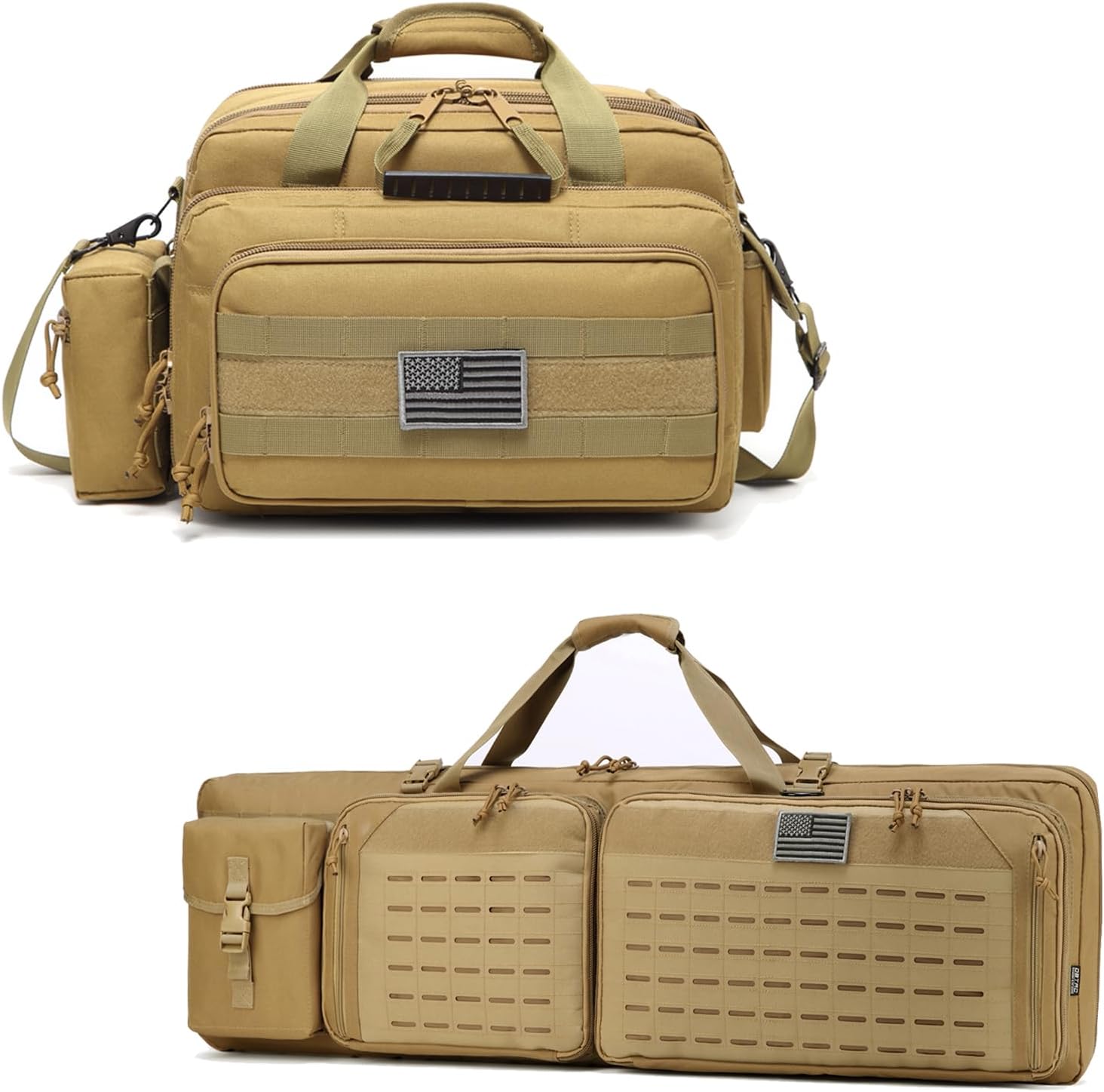 DBTAC Tactical Double Rifle Bag 36" + Tactical Range Bag Middle Size (Tan)