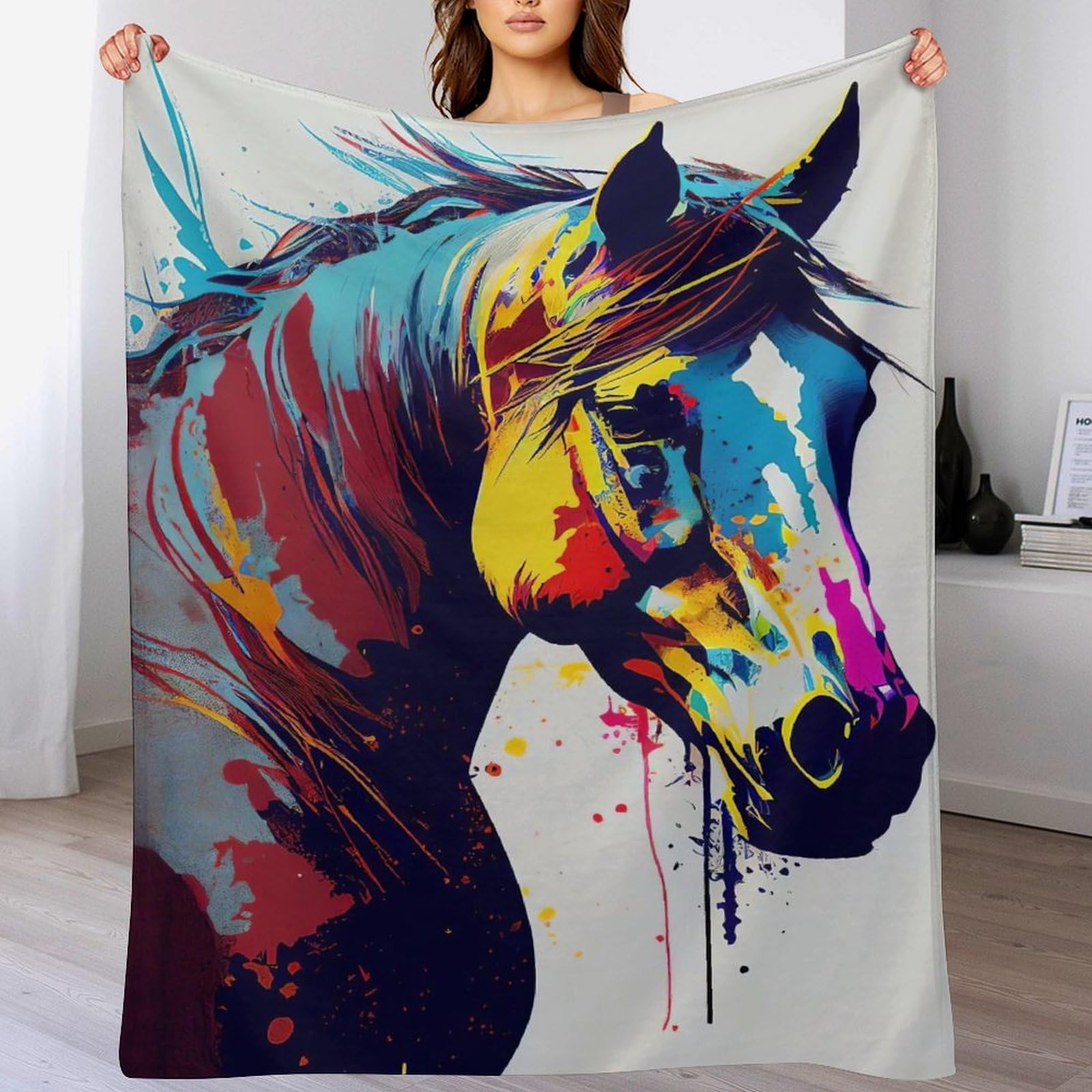 Couverture polaire cheval en flanelle douce, le cadeau idéal pour lit d'enfant