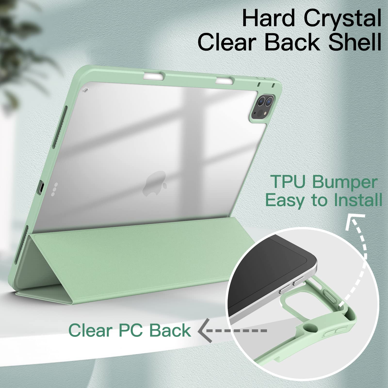 Custodia JETech Per IPad Pro 12.9 Pollici 2018-2022 - Cover Con Portapenne Per Apple Pencil E Retro Trasparente - Foto 9