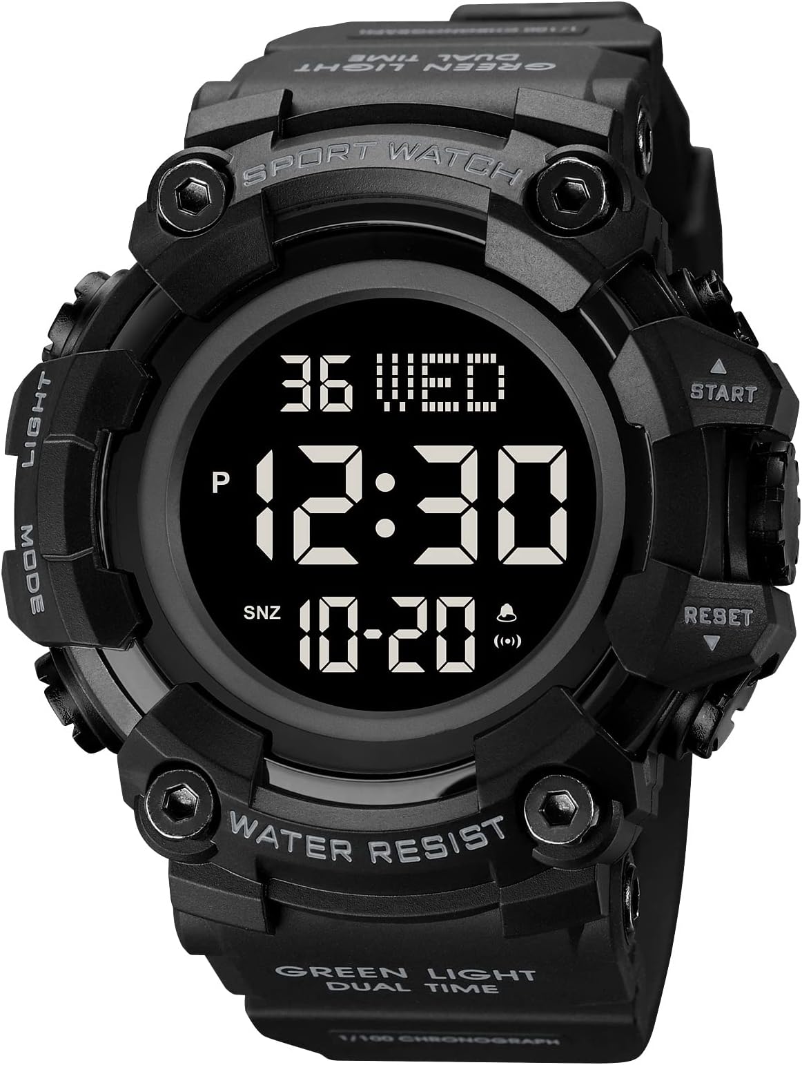 - Men's Black Sports Watch - Large Face Chronograph Military Wristwatch with Luminous Hands, Waterproof Casual Silicone Strap for Outdoor and Daily Use - Gift for Men
