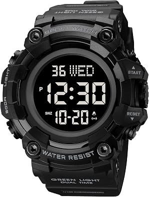 Large Dial Stopwatch Watch for Men, Analog Wristwatch with Luminous Hands, 5Bar Waterproof Countdown Clock Military Sport Watches