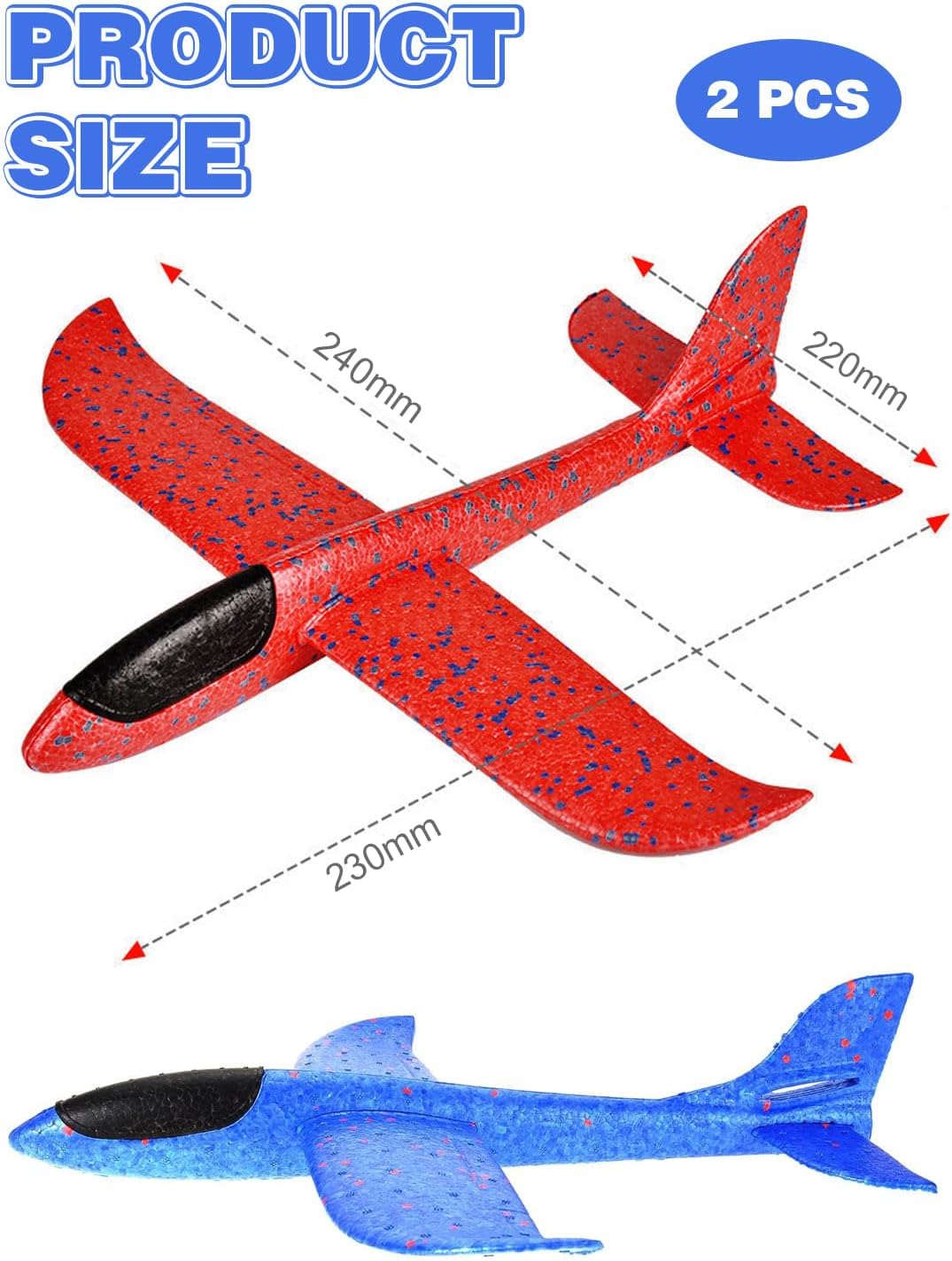 2 Foam Flying Toys, Gliders, Throw Flying Toys for Outdoor Play