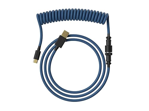 Miniatura 8 de Ranked Cable de teclado en espiral  Cable trenzado de doble manga hecho a mano  USB tipo C a A  Conector aviador de 5 pines para teclado mecánico