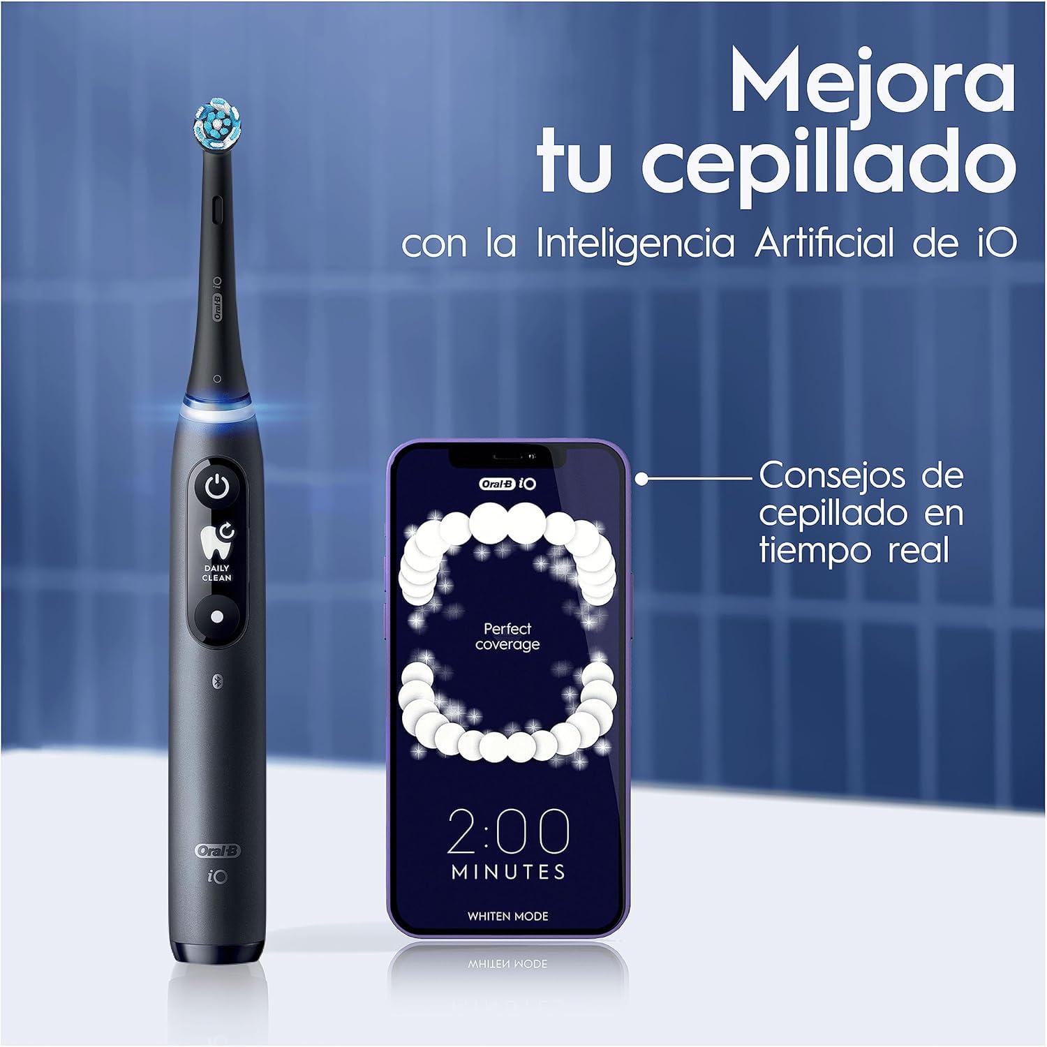 Oral-B iO 7N Cepillo de Dientes Eléctrico con Mango Recargable, 3 Cabezales y Estuche De Viaje, Diseñado por Braun, Regalos Originales para Mujer y Hombre - Negro