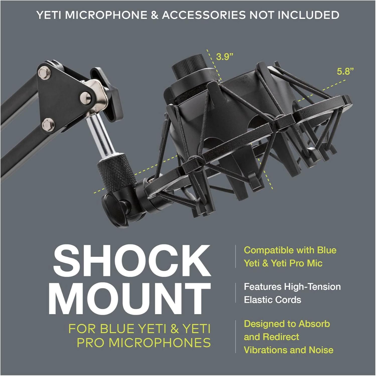 Knox Gear Shock Mount - Microphone Shock Mount for Blue Yeti & Yeti Pro - Shock Mount Mic Holder for Anti Vibration Noise Isolation - Mic Shock Mount Blue Yeti Boom Arm Compatible Mic Stand