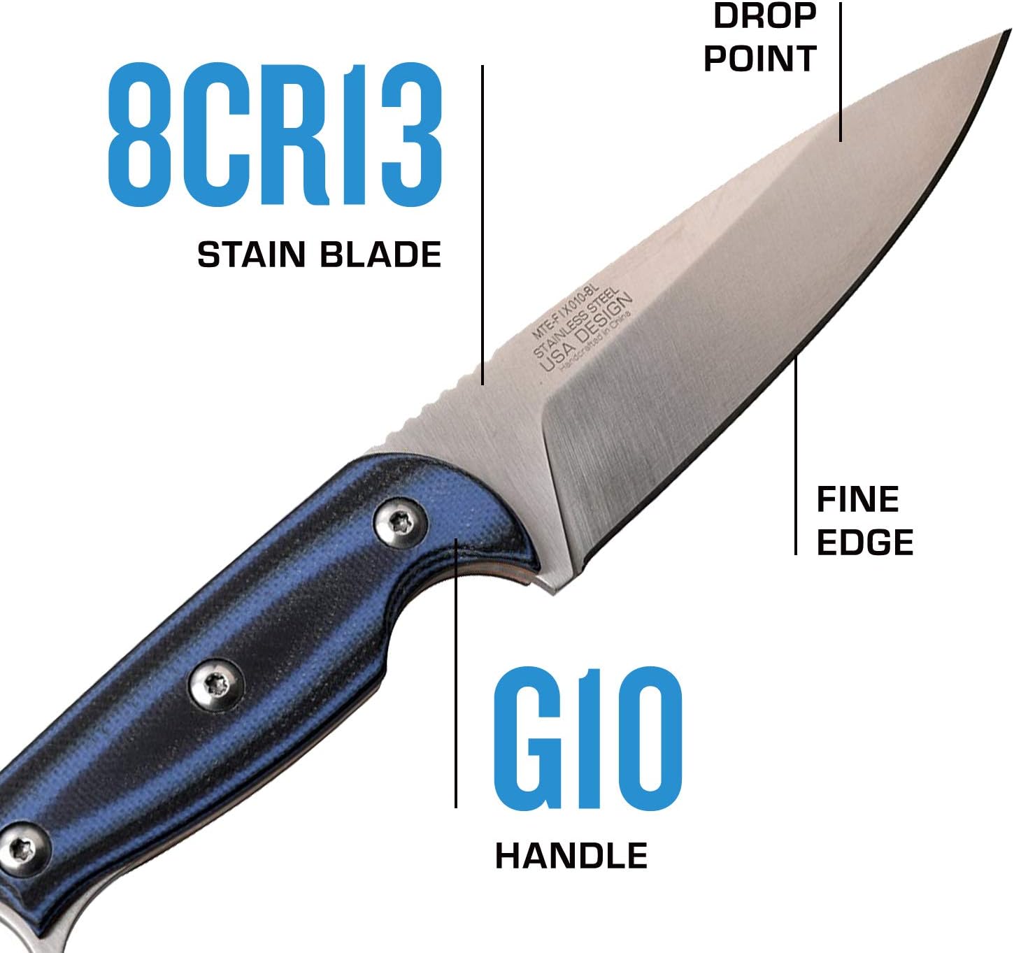 MTech Evolution Tactical Fixed Blade Knife - MTE-FIX010-BL : Sports & Outdoors