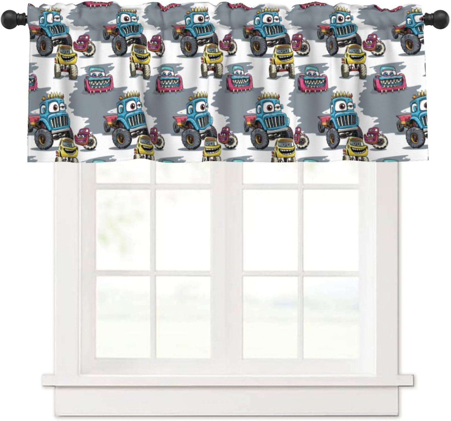 Valance for Windows Cute Red Crabs Kitchen Curtains Valances Rod Pocket Cartoon Underwater Creature Window Treatment Short Topper Curtains 1 Panel, 54x18inch