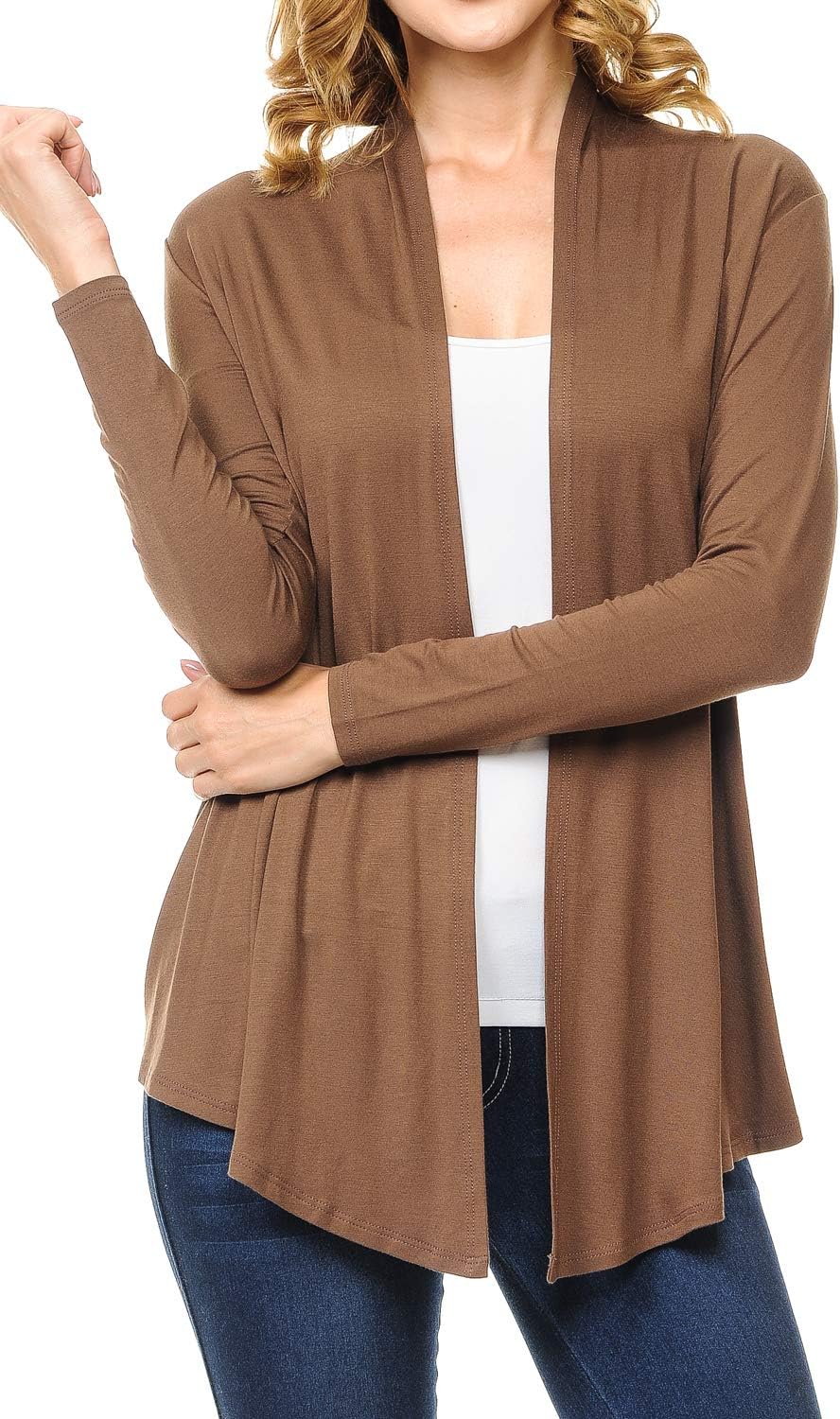 Women's Long Sleeve Open Front Drape Lightweight Knit Cardigan (S-3XL) - Image 2