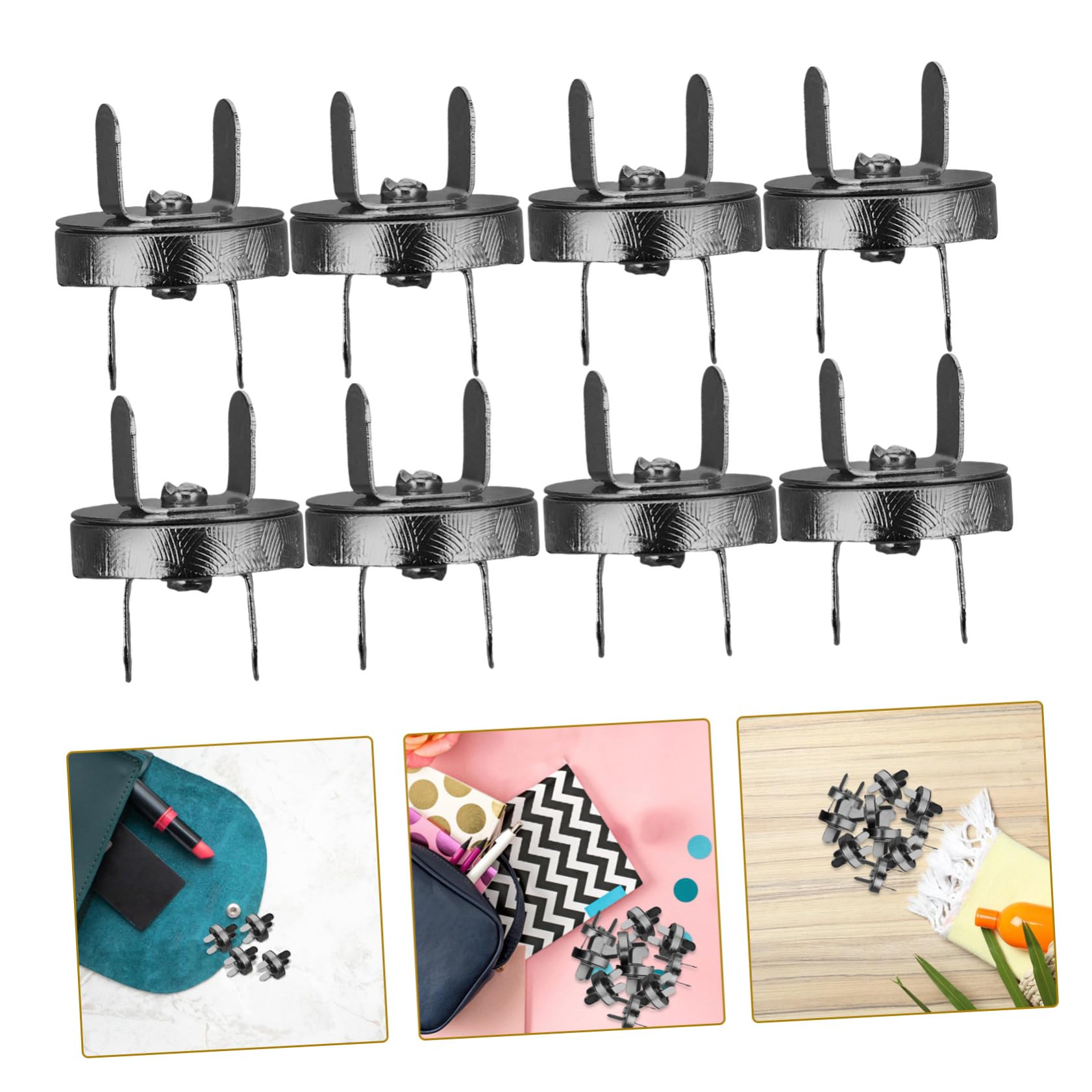 Broche Magnético Broche De Monedero Convenientes Botones De Ropa Tachuelas De Bolso De Cuero Imanes De Botón Pequeños Botones A Presión Metal Black
