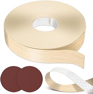 GZDUCK Melamine Edge Banding- 3/4 inch x 25ft Wood Edge Banding, Real Wood Tape Banding with Hot Melt Adhesive Pre-glued Cabinet Edge Banding Flexible Wood Veneer Edging for Plywood Furniture Table