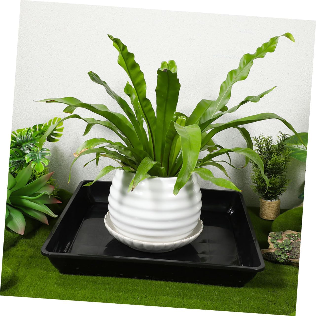 BESPORTBLE 6Pcs Thickened Square Plastic Drip Trays for Plants Heavy Duty Flower Pot Saucers Versatile Use Water Catcher for Balcony Garden and Patio Decor