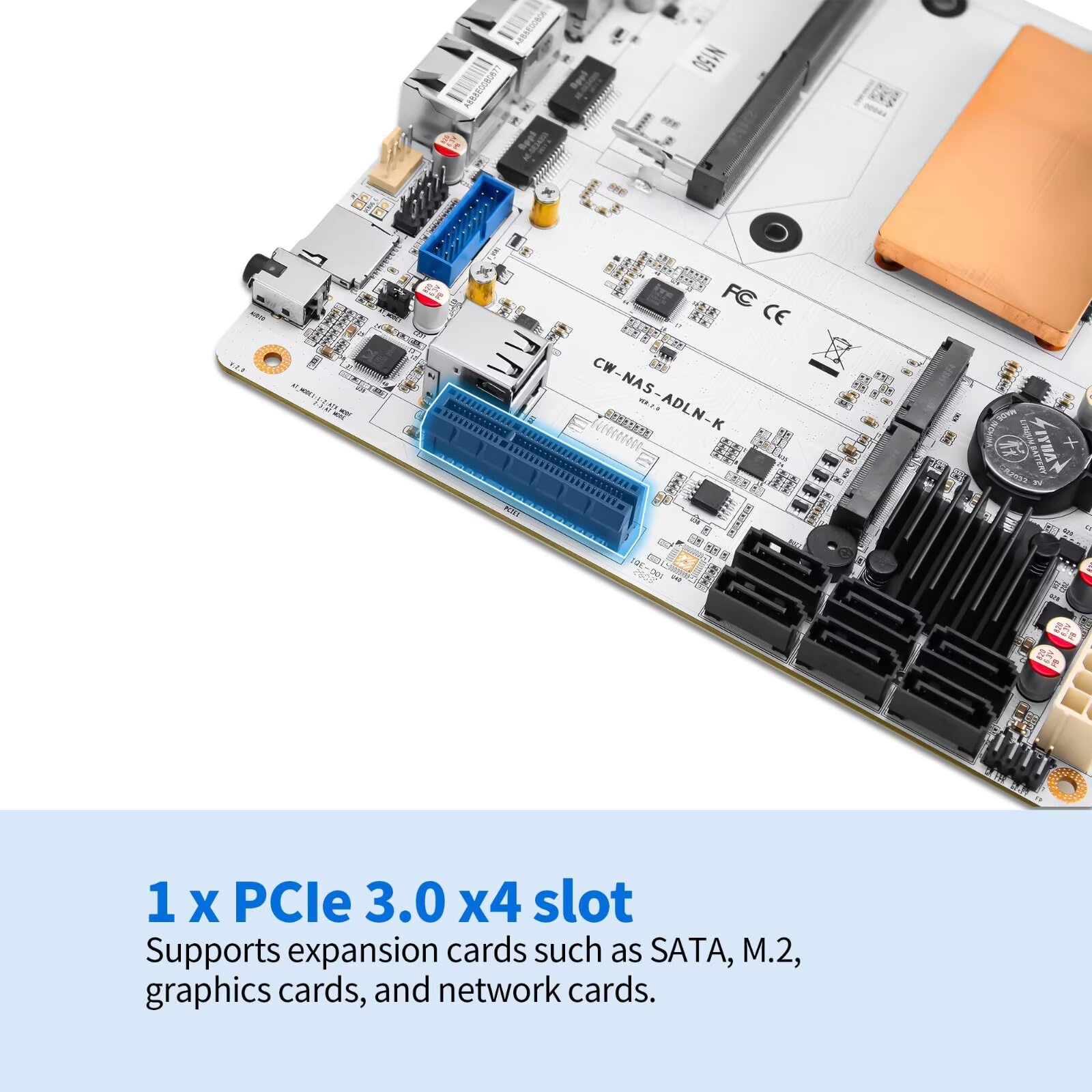 N150 NAS Motherboard Mini ITX, 2× 2.5GbE LAN, 6× SATA3.0, 2× M.2 NVMe, 4USB, TF, 1x PCIe 3.0x4, DDR5 4800MHz up to 32GB, HD+DP Dual Display, for Home Server/Firewall/Storage, 170x170mm, Barebone
