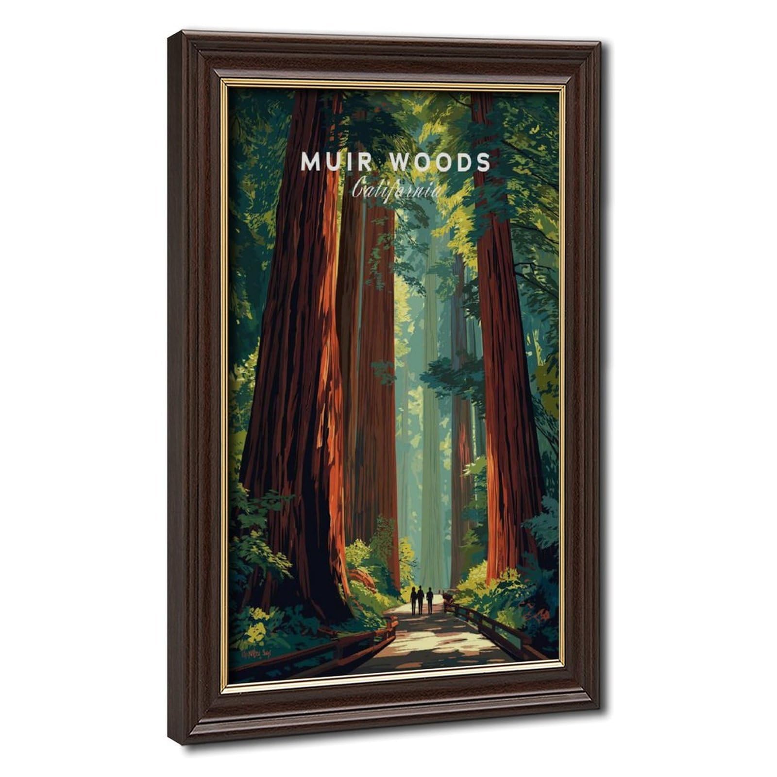 Bareronor Mokume Gane Frame-Style California Redwood Forest Trail Canvas Poster For Dorm Room Decor Gift