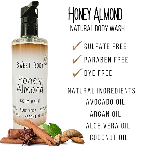 Miniatura 5 de Sweet Body Honey Almond Body Wash + Bath Salt Set  Natural Moisturizing Shower Gel  Sulfate Free, Paraben Free,  Naturally Derived Clean Ingredients