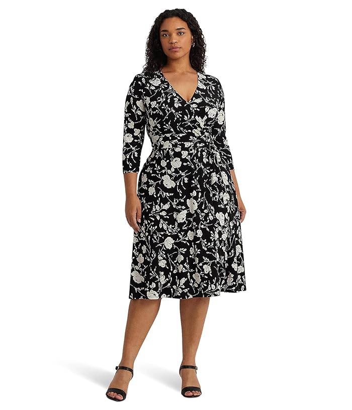 Women's Lauren Ralph Lauren Plus-Size Floral Surplice Jersey Dress ...