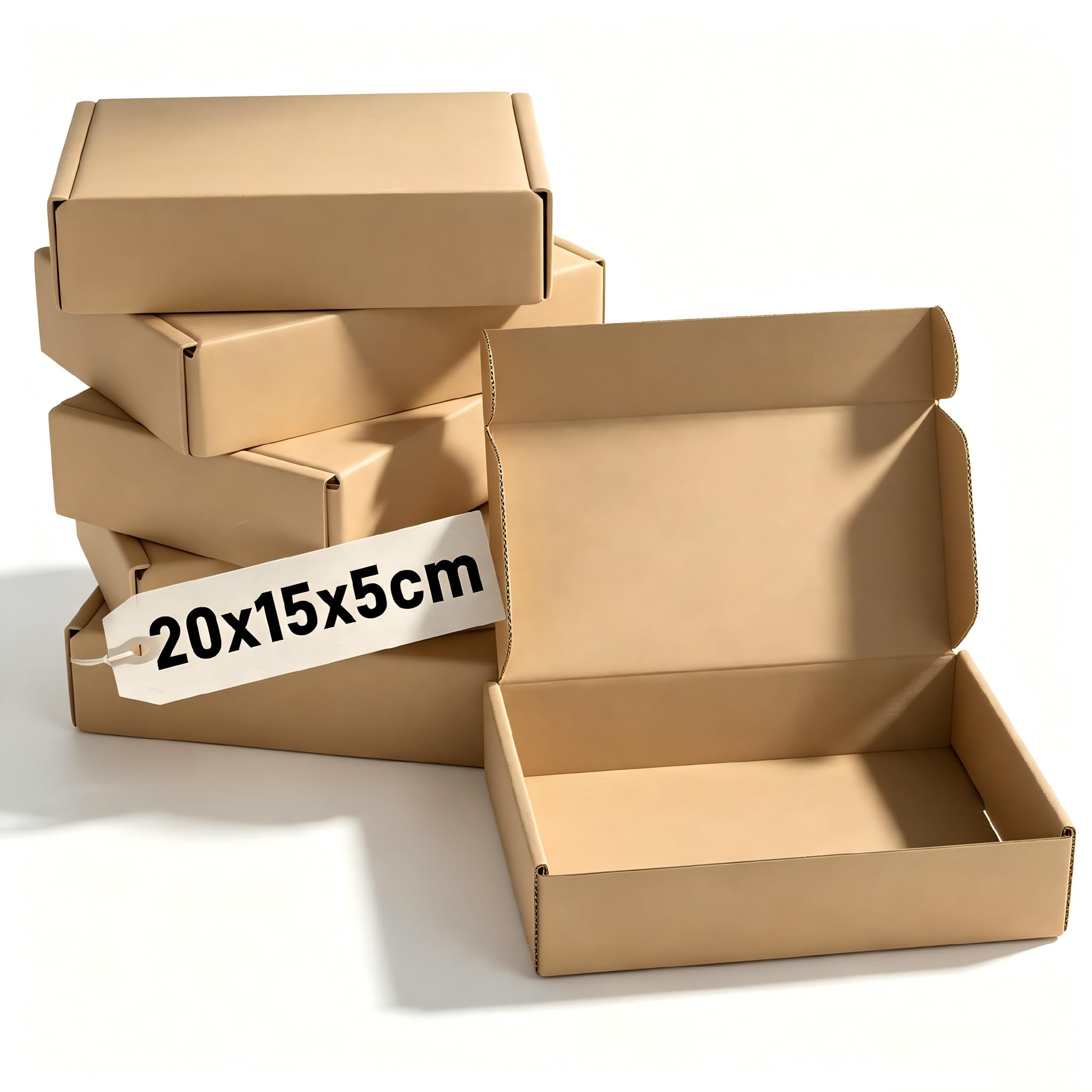 Maxibrief Großpackung 20x15x5cm, 800 Wellpappkartons | Glatte braune Kartonoberfläche zum einfachen Beschriften mit Stiften oder Aufklebern für klare Sendungsmarkierung