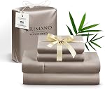 King Size Sheet Set, Viscose Bamboo Sheets for Bed Set 4pcs, 100% Viscose Derived from Bamboo, Hotel Luxury Silky & Cooling for Hot Sleepers, Deep Pocket Up to 17", Taupe