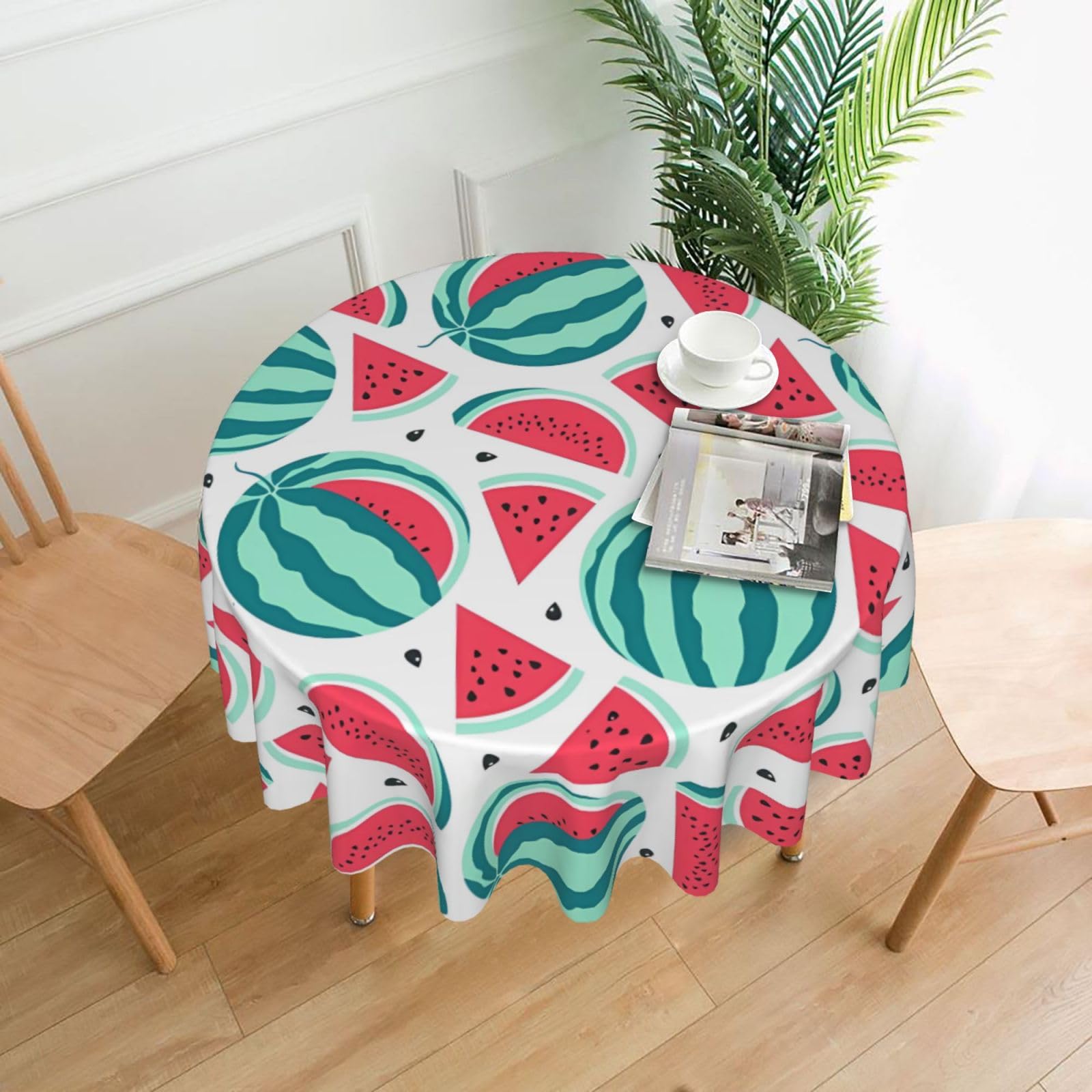 YYHWHJDE Fruits Watermelon Prints Round Decorative Tablecloth 60in - High-Grade Polyester Throw for Elegant Dining & Festive Gatherings