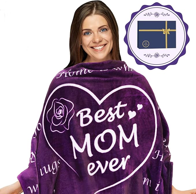 BESTSWEETIE Gifts for Mom Blanket Best Mom Ever Mom