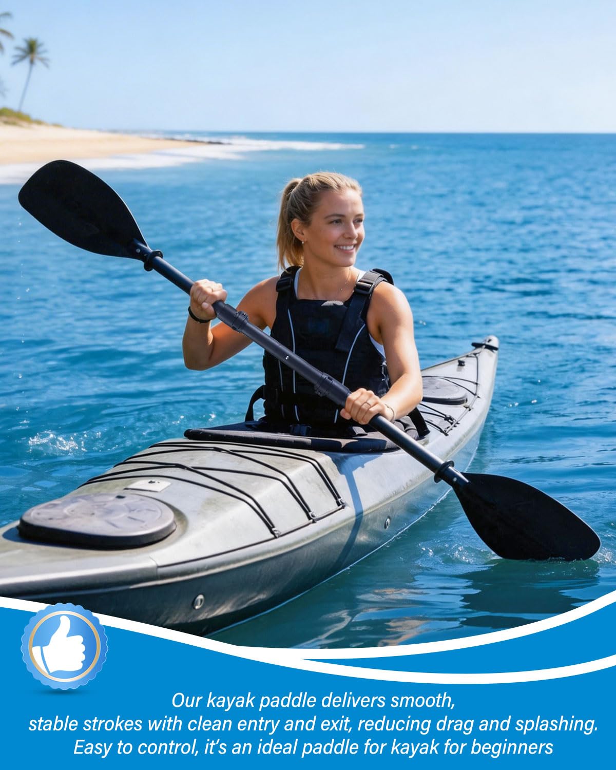 Pagaie de kayak télescopique réglable de 157,5 à 221 cm, tige en acier inoxydable et lames en fibre de verre, rames de kayak amovibles avec sac de rangement pour adolescents et adultes