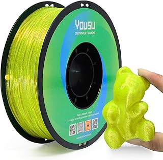 YOUSU Transparentes Galaxy Glitter TPU Filament 1,75 mm, 95 A (42D) flexibles weiches 3D Drucker filament, Galaxie mit Sternenfunkeleffekt, 1kg Spule (2,2 lbs), transparente klare Gelb