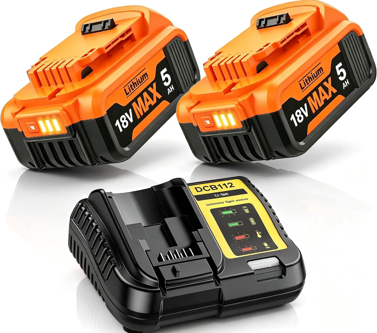 Lot de 2 batteries de rechange 5000 mAh pour batterie Dewalt 18 V + 4 A