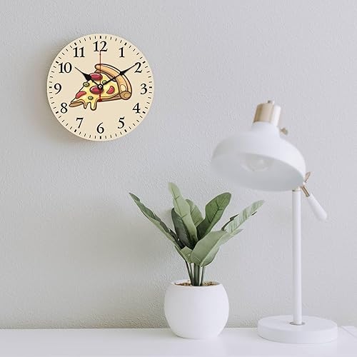 Miniatura 6 de Italia Pizza Reloj de pared redondo de madera reloj silencioso sin tictac funciona con pilas decorativo colgante reloj 13.4 * 13.4 in