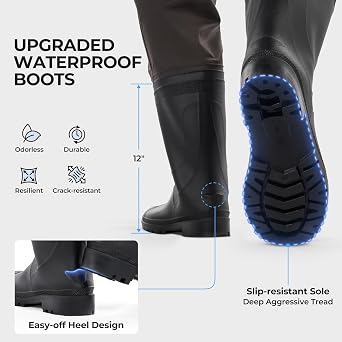 Calamus WaveWalker Waist Waders with Boots, Hip Waders for Men