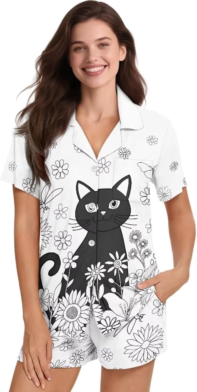 Coloring Craft Coloring Pajamas for Women Color Your Own Personalized Short Pajama Set with 8 Markers
