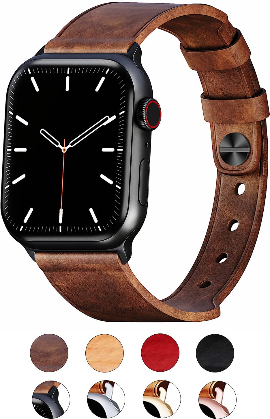Leather Bands Compatible with Apple Watch band 38mm 40mm 42mm 44mm,Genuine Leather Retro Strap Compatible for Men Women iWatch SE Series 6/5/4/3/2/1