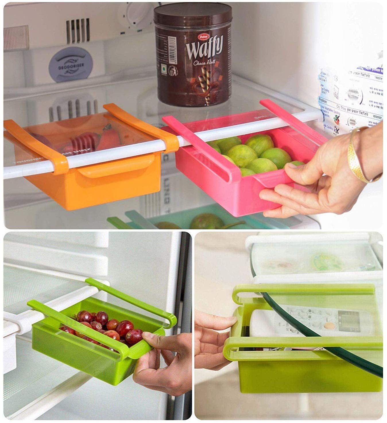 Buy VVIP Plastic Refrigerator Storage Rack (Set of 4, Multicolour